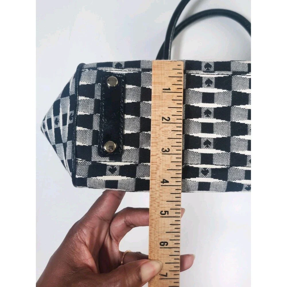 Kate Spade Women’s Bag Medium Black White Geometric Jacquard Handbag 9
